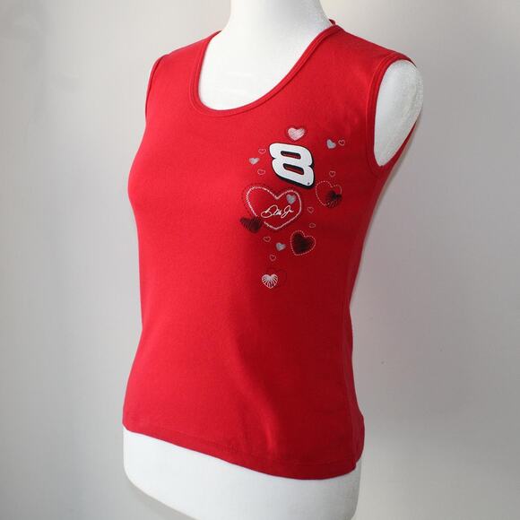 Red Heart Vintage Y2K Open Back Nascar Drawstring Tank Top - Picture 1 of 7